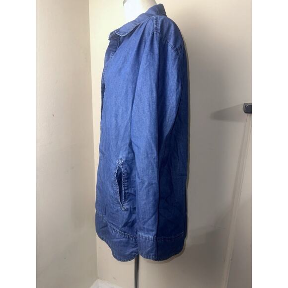 Workshop Women's Shirt Dress Blue Denim Chambray Long Sleeve Pocket Plus Sz 0X - Picture 4 of 10